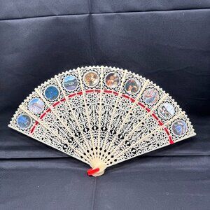 Vintage 1970's Bakelite Souvenir Folding Fan Kings Island Amusement Park OH